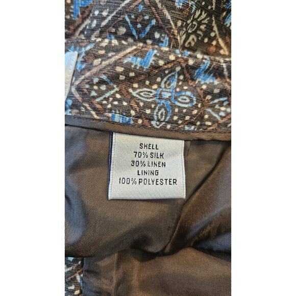 Talbots Womens Size Petites 14 Dress Pants 70% Silk 30% Linen Brown/Blue Lined - Picture 7 of 7